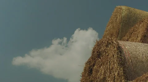 Hay bales and clouds - HD 動画素材 43104260