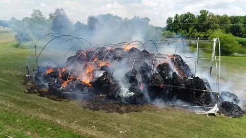 Hay Bales Barn Fire Video stock 78882162