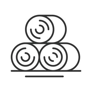 Hay bales icon in line design. Hay, bale, agriculture, farm, harvest, rural Stock Illustration