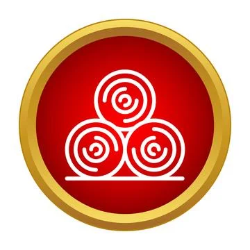 Hay bales stack icon in a red circle representing agriculture Stock Illustration