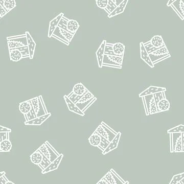 Hay in barn line vector seamless pattern 스톡 일러스트