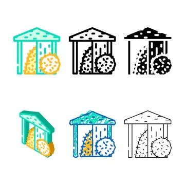 Hay in barn multipack color icon vector Stock Illustration
