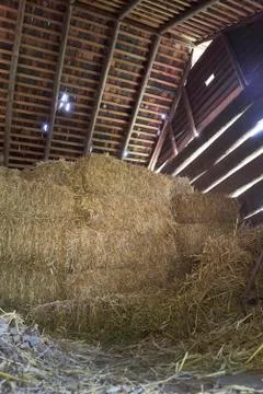 Hay in barn Stock Photos