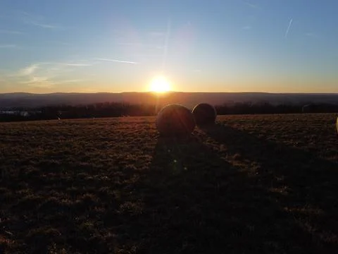 Hay field Stock Photos