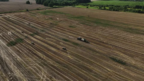 Hay making in field. Tractor with round baler. Stock-Footage 218284119