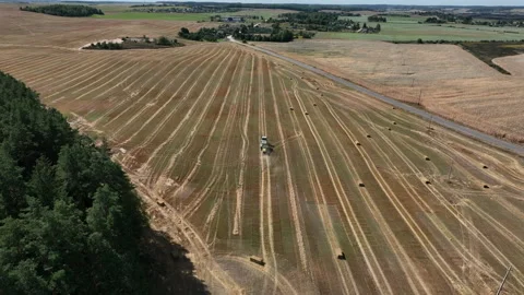 Hay making in field. Tractor with round baler. Stock-Footage 218389632