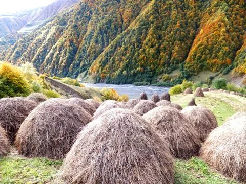 Hay in mountain Foto stock