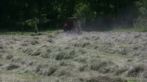 Hay racking with a tractor 스톡 동영상 489185