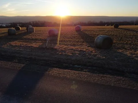 Hay sunset Stock Photos