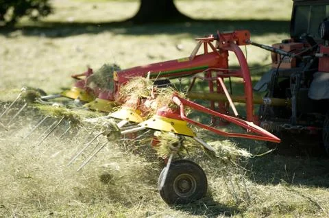 Hay turning Stock Photos