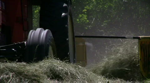 Hay windrows with a tractor Stock Footage 575979