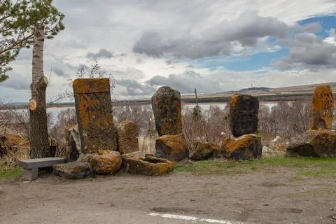 Hayravank Monastery on coast of Sevan Lake in Armenia Stock Photos