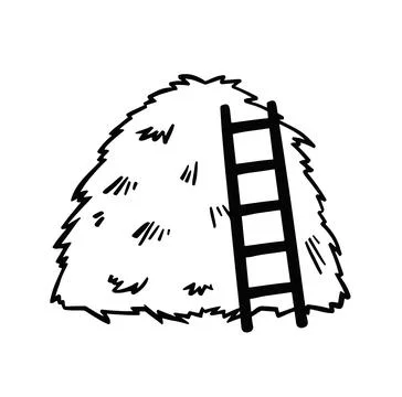 Haystack and ladder outline symbol. vector illustration Stock Illustration