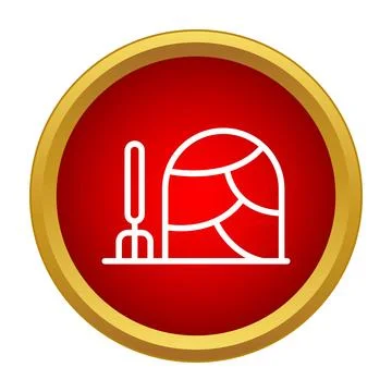 Haystack and pitchfork on red icon Stock Illustration