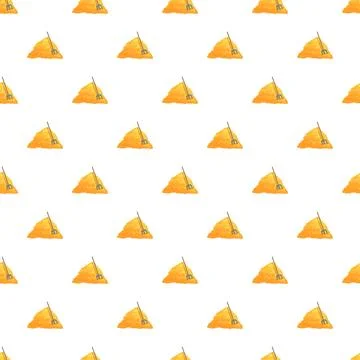 Haystack and pitchfork seamless pattern on white background Stock Illustration