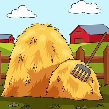 Haystack Colored Cartoon Farm Illustration Stock Illustration