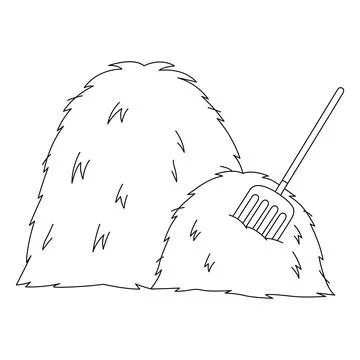 Haystack Coloring Page Isolated for Kids Stock Illustration