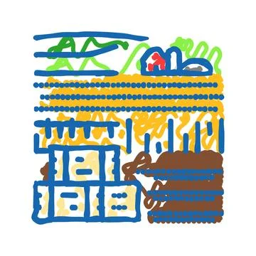 Haystack farm farmer icon doodle illustration Stock Illustration