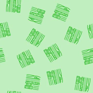 Haystack farm farmer line seamless pattern Stock Illustration