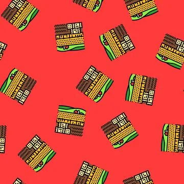 Haystack farm farmer vector seamless pattern Stock Illustration