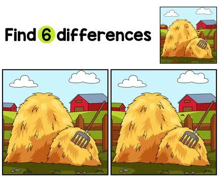 Haystack Farm Find The Differences Stock Illustration