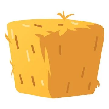 Haystack flat vector icon, cartoon bale of hay, straw barn and square hayloft Stock Illustration