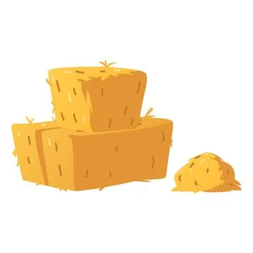 Haystack flat vector icon, cartoon bale of hay stack, straw barn and square Stock Illustration