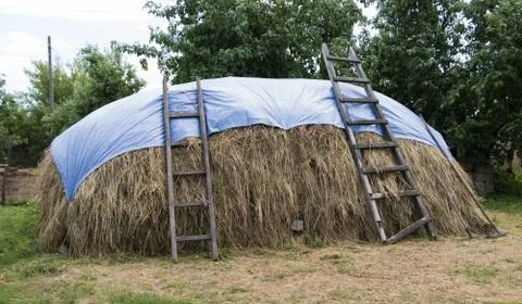 Haystack in the garden Stock Photos