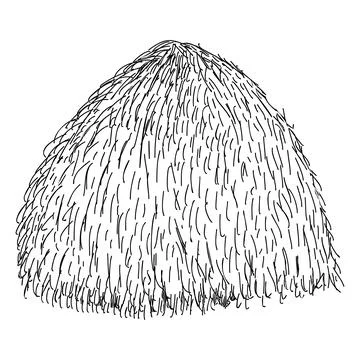 Haystack hand drawn vector illustration. Making hay at a livestock farm Illustrazione stock