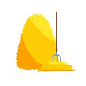 Haystack isolated on white background. Flat vector illustration dried haystack Stock Illustration