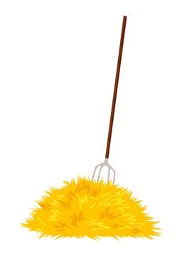 Haystack isolated on white background. Flat vector illustration dried haystack Stock Illustration