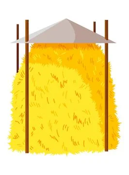 Haystack isolated on white background. Flat vector illustration dried haystack Stock Illustration
