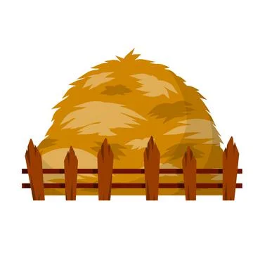 Haystack. Large sheaf of dry wheat and straw. Illustrazione stock