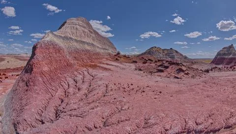 Haystack Mesa and the Little Teepees at Petrified Forest AZ Stock Photos