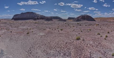 Haystack Mesa and the Little Teepees at Petrified Forest AZ Stock Photos
