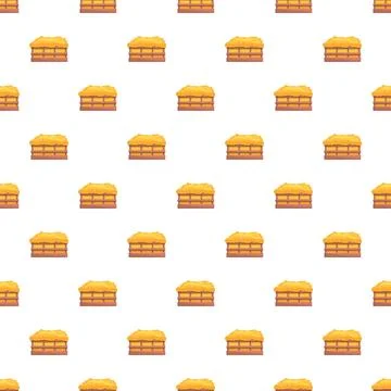Haystack pattern with wooden feeders on farm イラスト素材