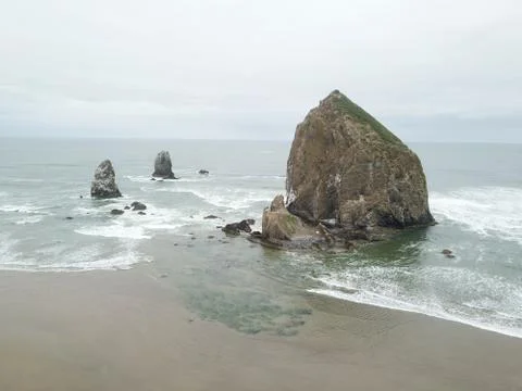 Haystack Rock and The Needles at Cannon Beach, Oregon Stock Photos