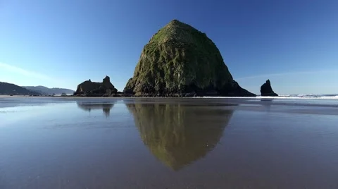 Haystack Rock, Cannon Beach, Oregon Stock Footage 47221086