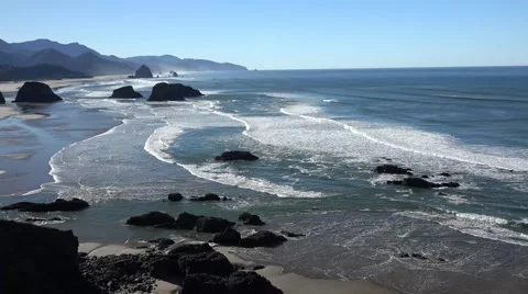 Haystack Rock, Cannon Beach, Oregon from Ecola Park Stock Footage 47221111