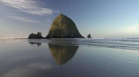 Haystack Rock, Cannon Beach, Oregon Stock Footage 47257763