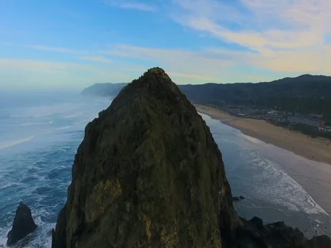 Haystack Rock, Cannon Beach, Oregon - 02 Stock Footage 80677163