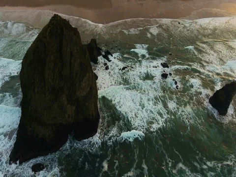 Haystack Rock, Cannon Beach, Oregon - 01 Stock Footage 80677563
