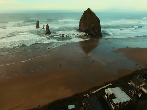 Haystack Rock, Cannon Beach, Oregon - 05 Stock Footage 80682928