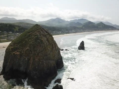 Haystack Rock at Cannon Beach, Oregon Stock Photos