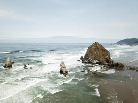 Haystack Rock at Cannon Beach, Oregon Stock Photos