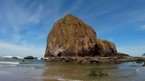 Haystack Rock off the coast of Oregon Stock Footage 155939742
