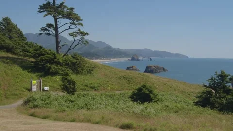 Haystack Rock from Ecola State Park Stock Footage 262795252