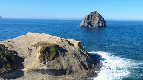 Haystack rock ocean Stock Footage 81766382