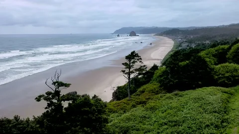 Haystack Rock on the oregon coast in Cannon Beach Stock Footage 132615513