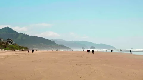 Haystack Rock on Oregon coast, Canon Beach Stock Footage 335413519
